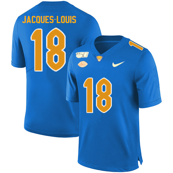 2019 Men #18 Shocky Jacques-Louis Pitt Panthers College Football Jerseys Sale-Royal